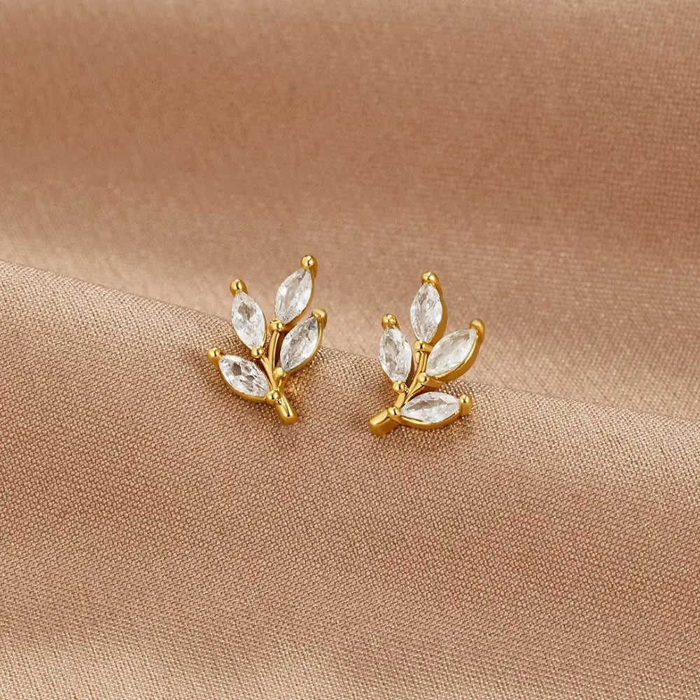 Felicita – Pendientes de oro con diseño de hoja. - Elena Duval