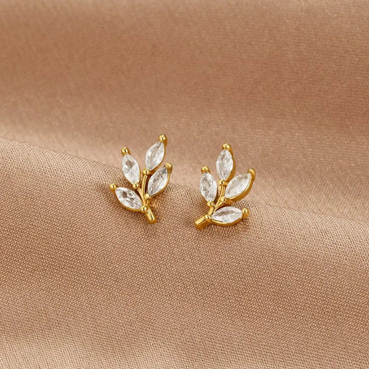 Felicita – Pendientes de oro con diseño de hoja. - Elena Duval