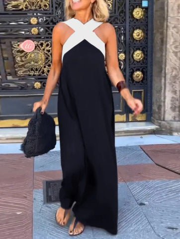 Felipa | Vestido Maxi con Escote Cruzado en Contraste - Elena Duval