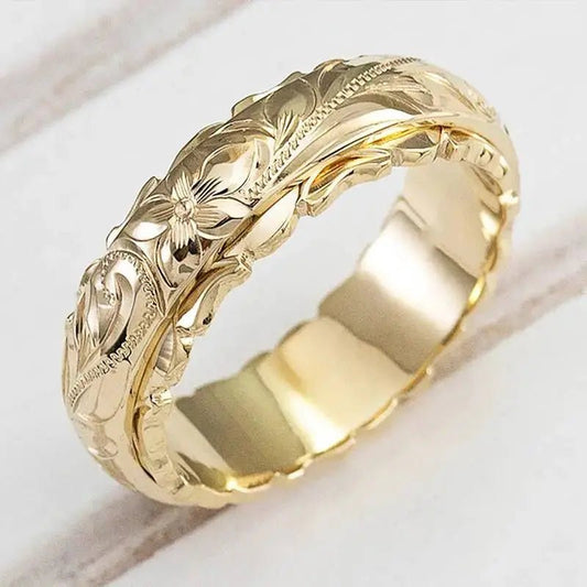 Flora | Anillo Dorado con Diseño Floral - Elena Duval