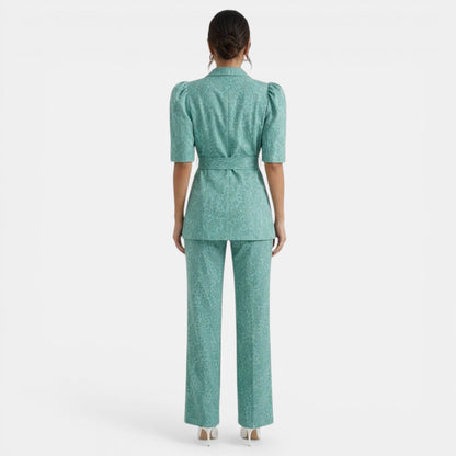 Irene | Conjunto de Blusa Abullonada y Pantalón Recto