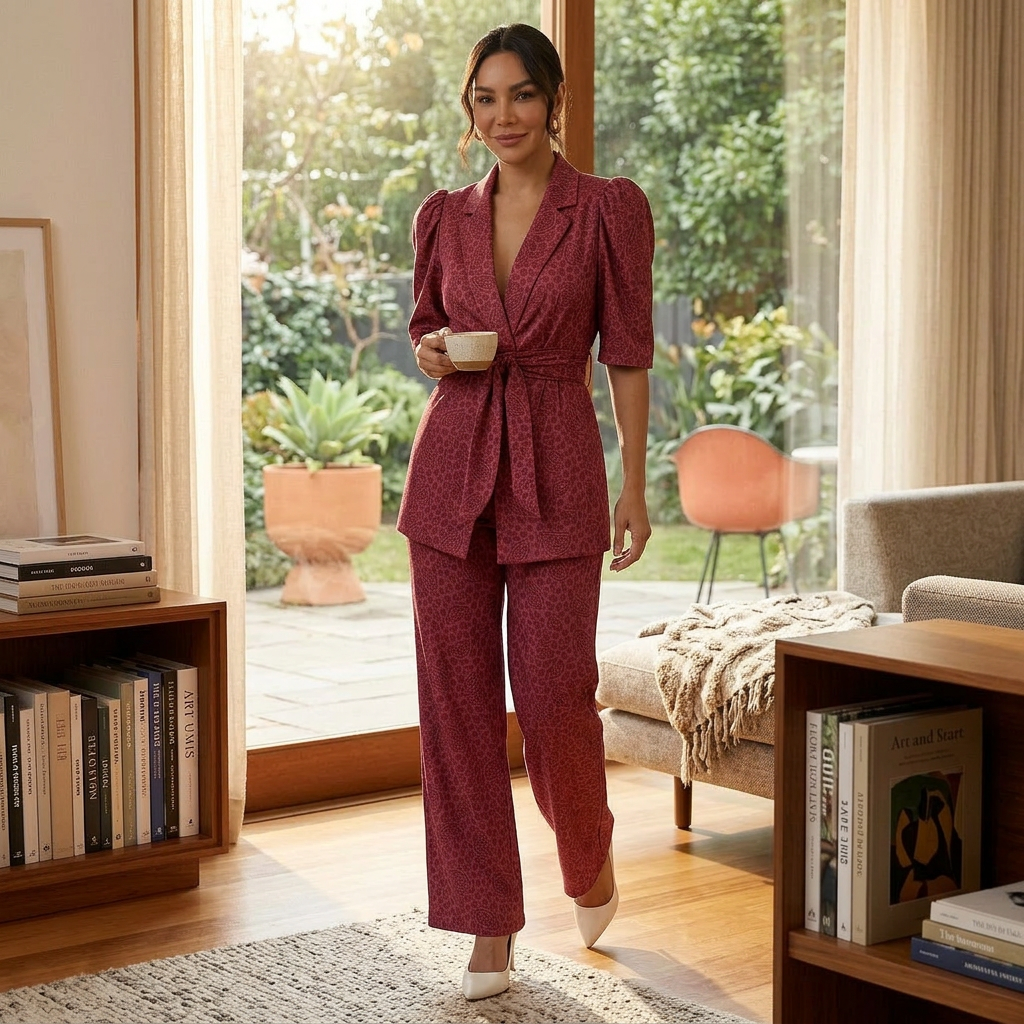 Irene | Conjunto de Blusa Abullonada y Pantalón Recto