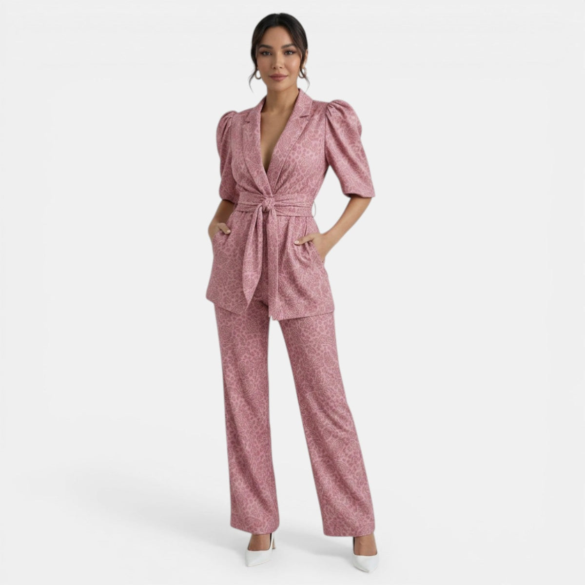 Irene | Conjunto de Blusa Abullonada y Pantalón Recto