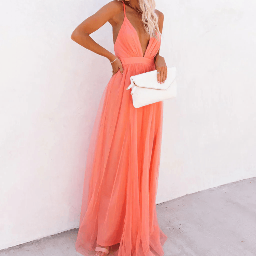 Ginevra | Maxi Vestido Luz Coral - Elena Duval