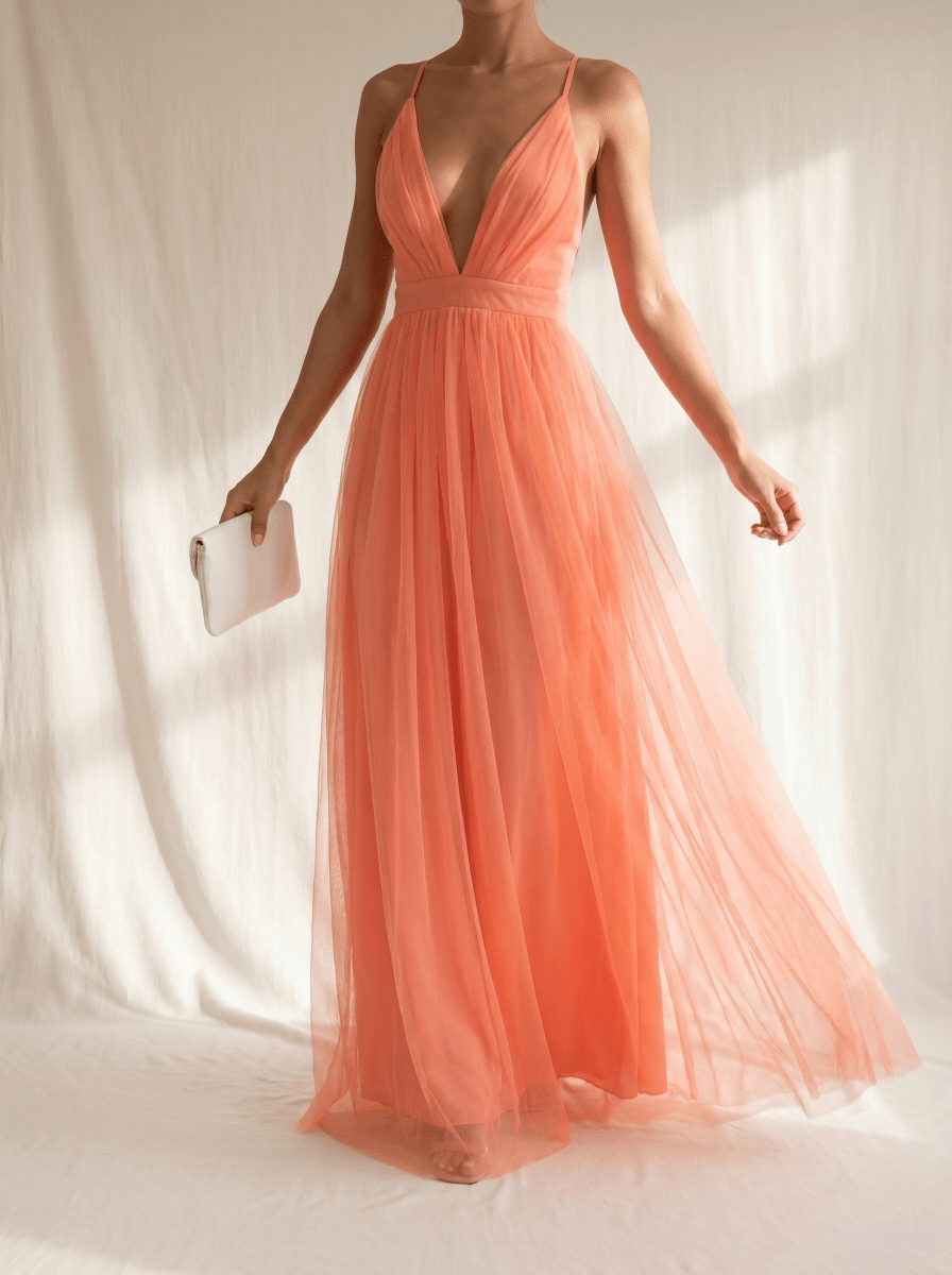 Ginevra | Maxi Vestido Luz Coral - Elena Duval
