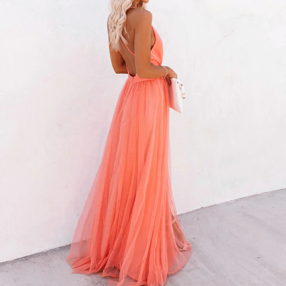 Ginevra | Maxi Vestido Luz Coral - Elena Duval
