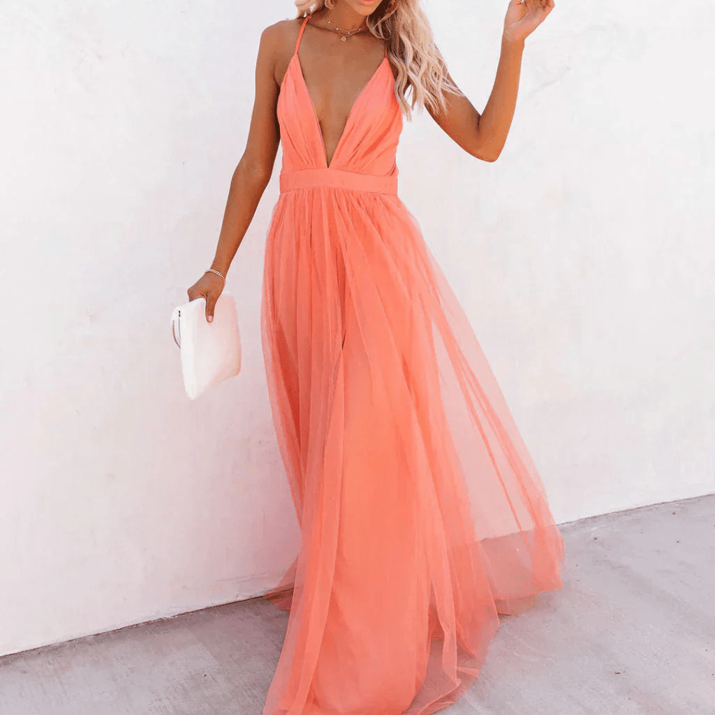 Ginevra | Maxi Vestido Luz Coral - Elena Duval