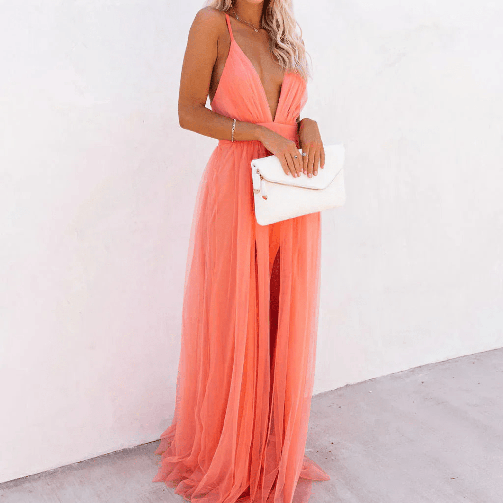 Ginevra | Maxi Vestido Luz Coral - Elena Duval