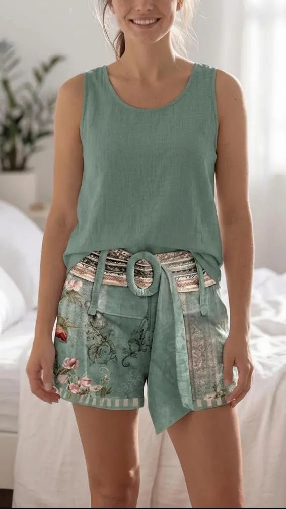 Greta | Conjunto Verde sin Mangas - Elena Duval