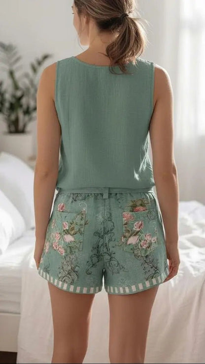 Greta | Conjunto Verde sin Mangas - Elena Duval