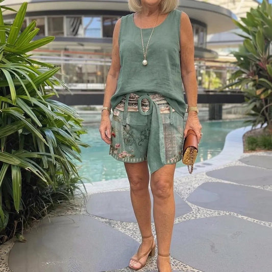 Greta | Conjunto Verde sin Mangas - Elena Duval