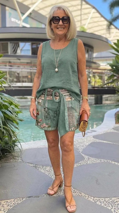 Greta | Conjunto Verde sin Mangas - Elena Duval