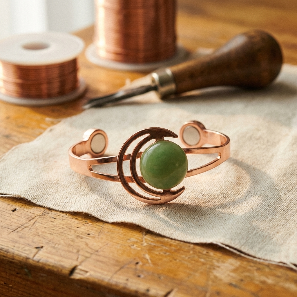 Sfera Verde | Pulsera en Tono Cobre