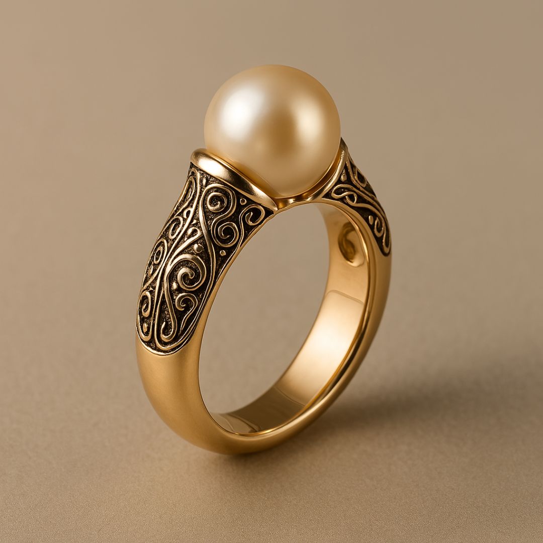 Anillo Vintage de Perla en Tono Dorado
