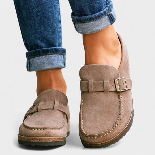 Inés | Mocasines de Ante con Hebilla - Elena Duval