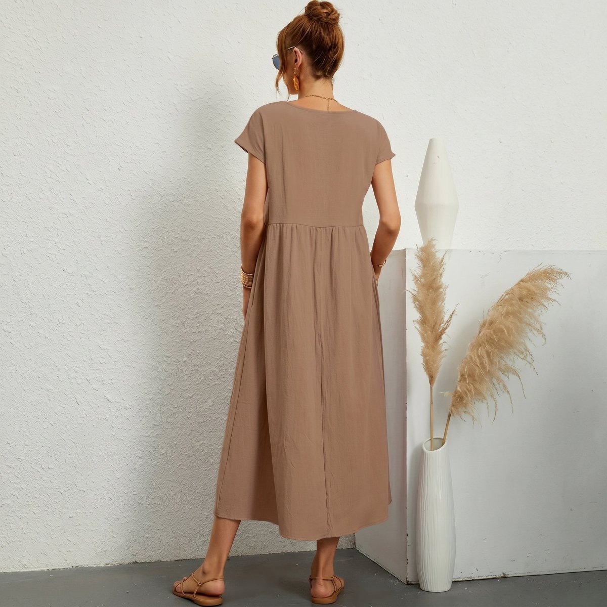 Inés | Vestido Midi de Algodón con Bolsillos - Elena Duval