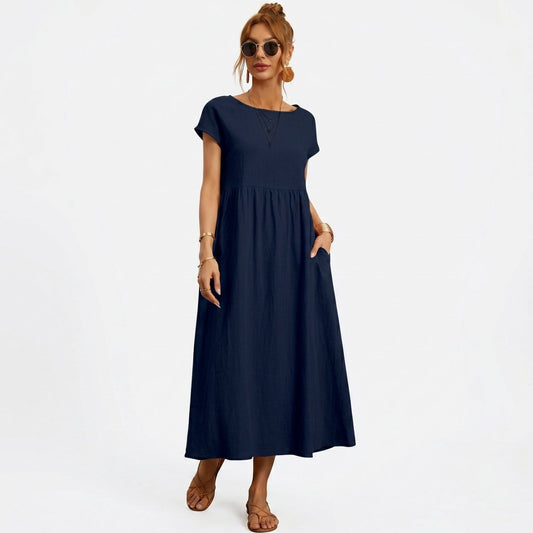 Inés | Vestido Midi de Algodón con Bolsillos - Elena Duval