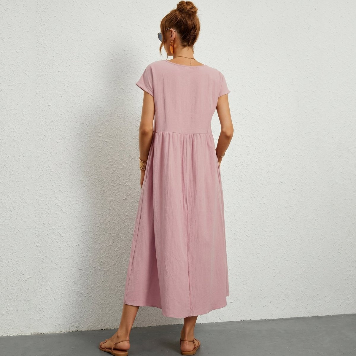Inés | Vestido Midi de Algodón con Bolsillos - Elena Duval