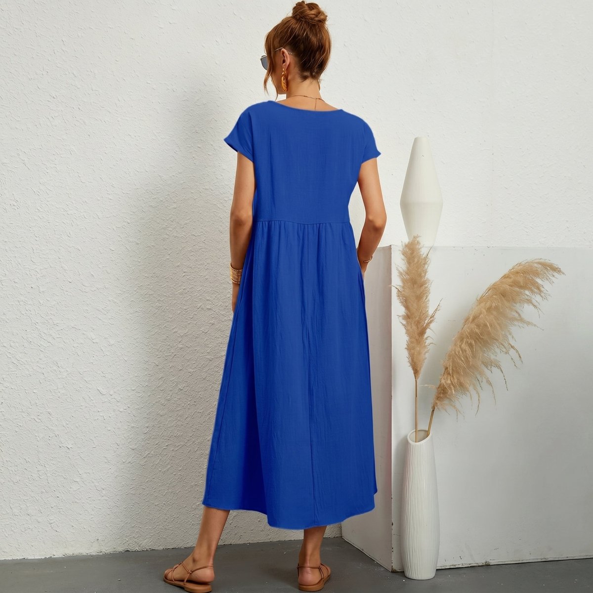 Inés | Vestido Midi de Algodón con Bolsillos - Elena Duval