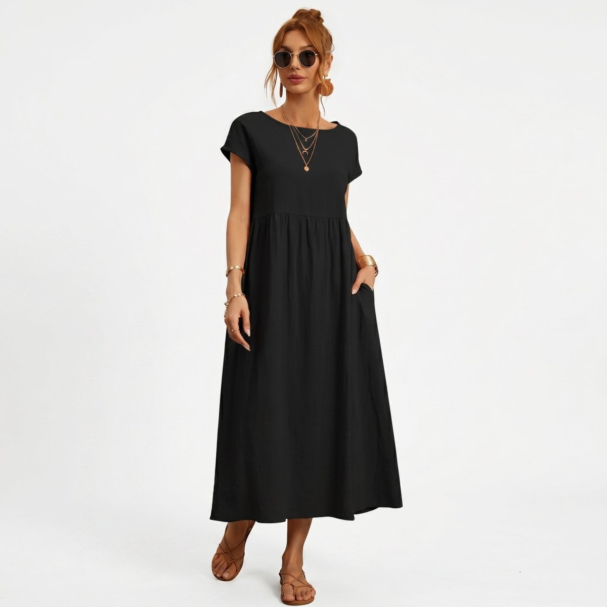 Inés | Vestido Midi de Algodón con Bolsillos - Elena Duval