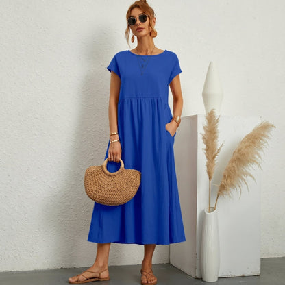 Inés | Vestido Midi de Algodón con Bolsillos - Elena Duval