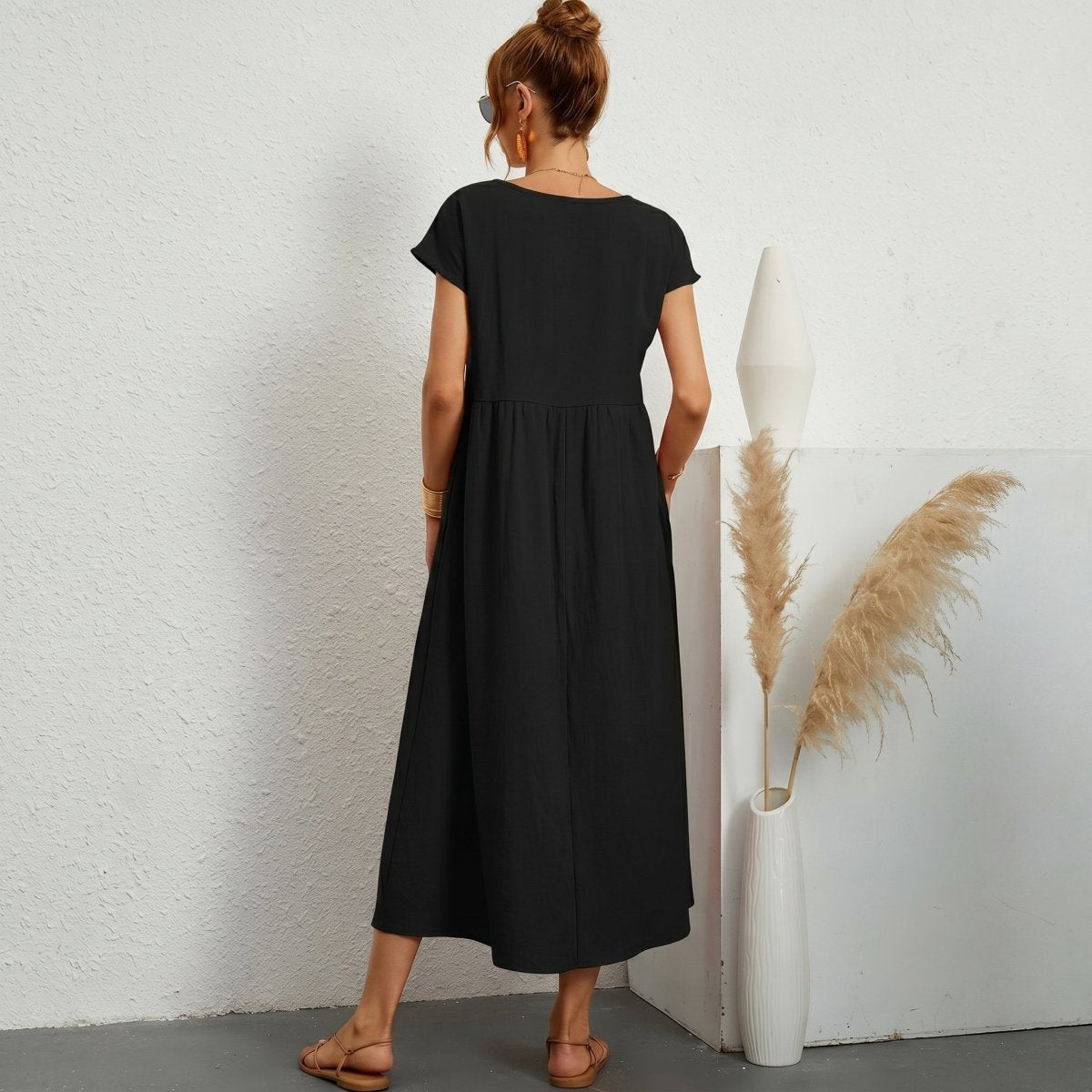 Inés | Vestido Midi de Algodón con Bolsillos - Elena Duval