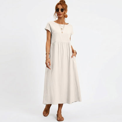 Inés | Vestido Midi de Algodón con Bolsillos - Elena Duval