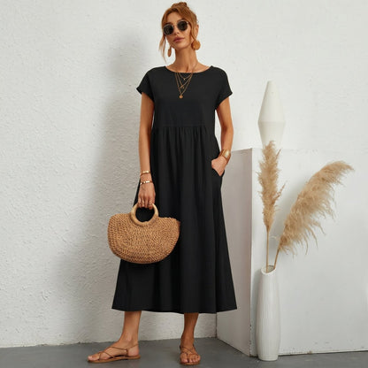 Inés | Vestido Midi de Algodón con Bolsillos - Elena Duval