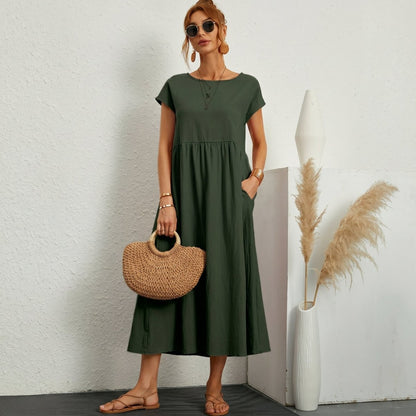Inés | Vestido Midi de Algodón con Bolsillos - Elena Duval