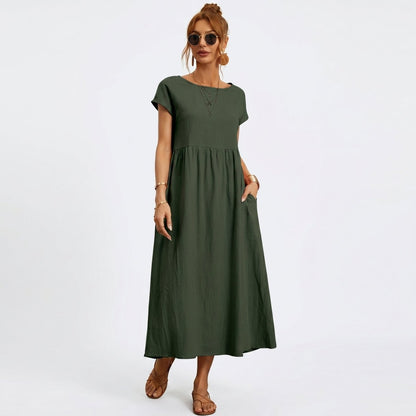 Inés | Vestido Midi de Algodón con Bolsillos - Elena Duval