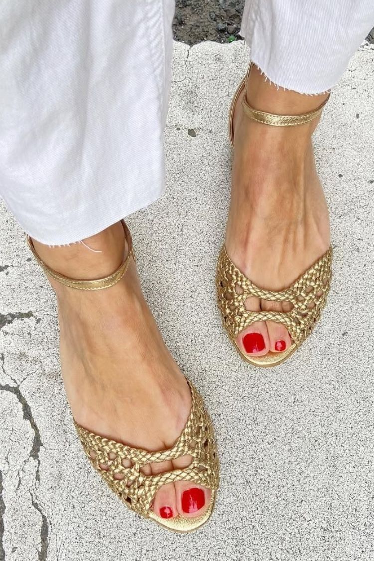 Isadora | Sandalias Trenzadas Doradas - Elena Duval