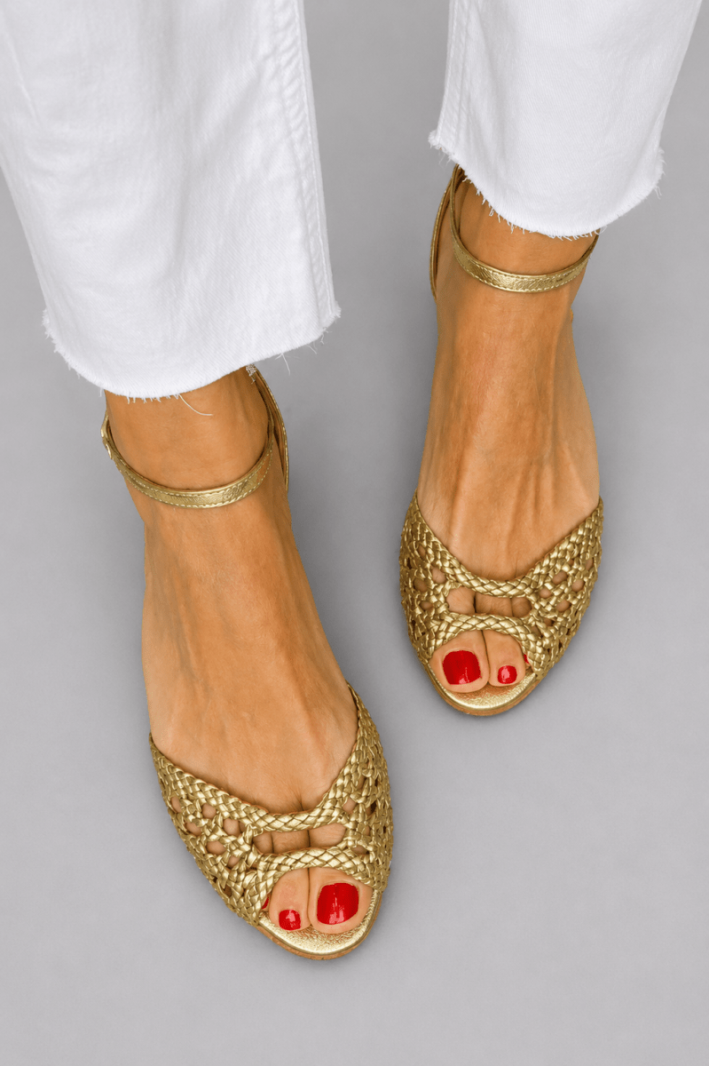 Isadora | Sandalias Trenzadas Doradas - Elena Duval