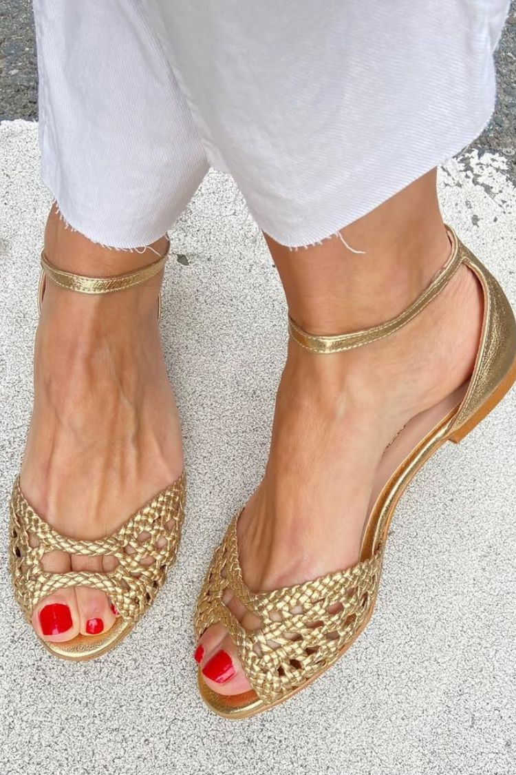 Isadora | Sandalias Trenzadas Doradas - Elena Duval