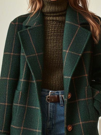 Kensington | Abrigo de Cuadros con Cuello de Solapa