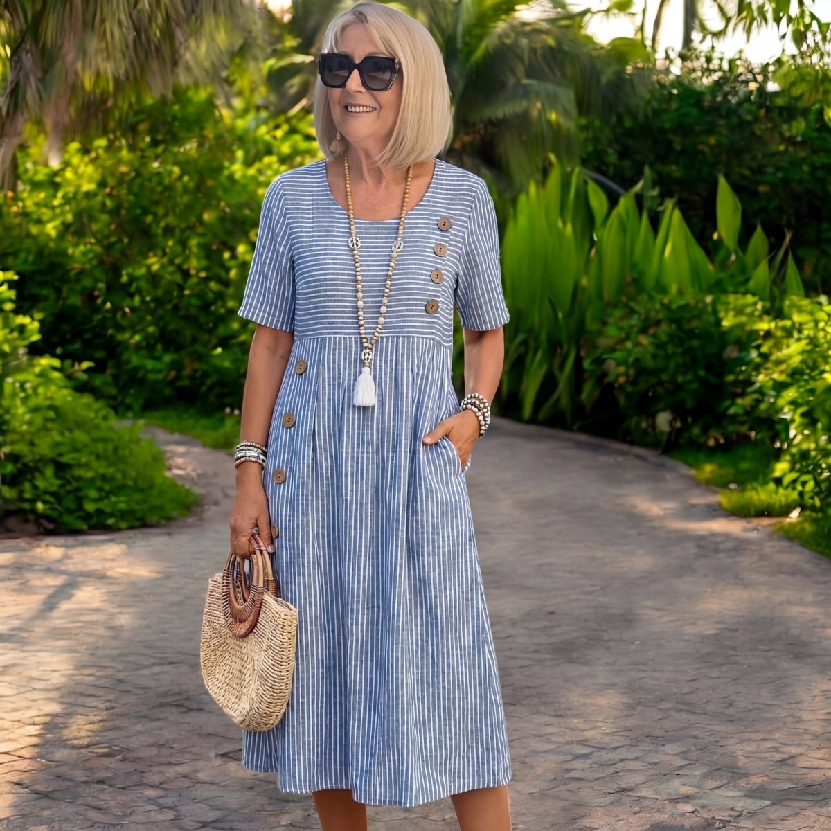 Julia | Vestido midi a rayas - Elena Duval
