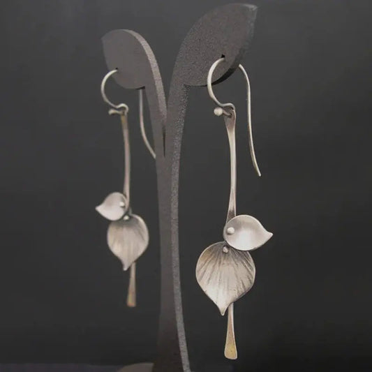 Karin – Pendientes de plata vintage con diseño de hoja - Elena Duval
