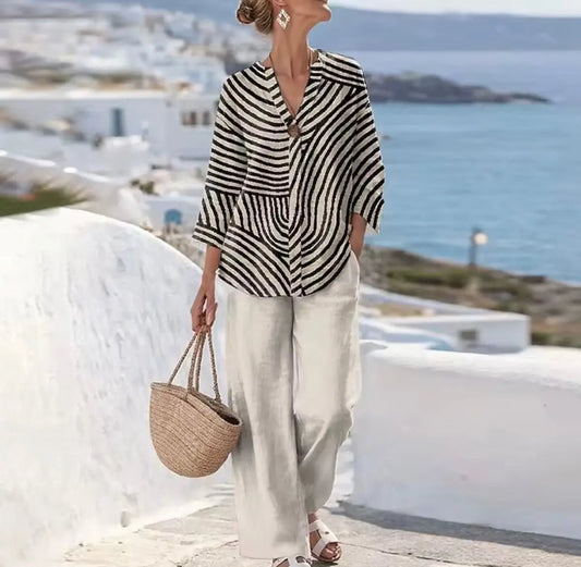 Kylie | Conjunto Elegante de Rayas - Elena Duval