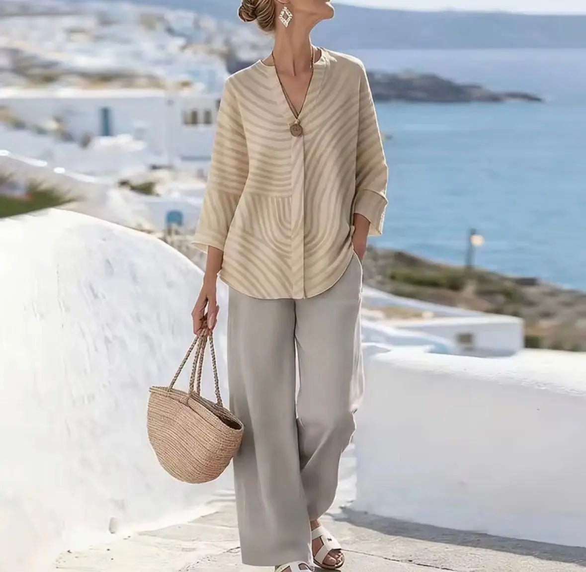 Kylie | Conjunto Elegante de Rayas - Elena Duval