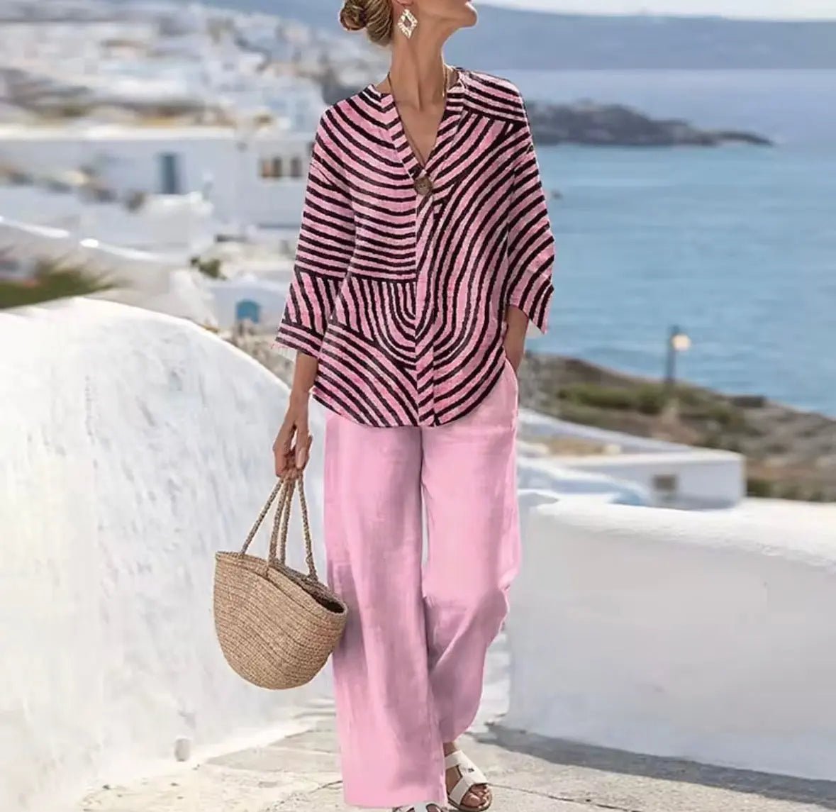 Kylie | Conjunto Elegante de Rayas - Elena Duval