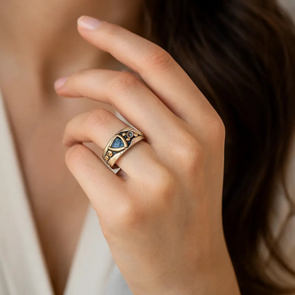 Leonie | Anillo Vintage con Gema Azul - Elena Duval