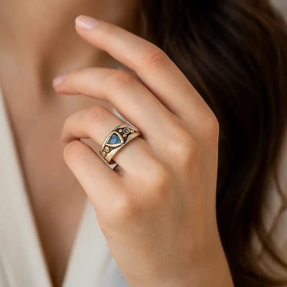 Leonie | Anillo Vintage con Gema Azul - Elena Duval