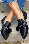 Leonie | Women's Black Bow Slip-On Loafers