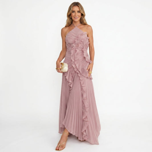 Leonor | Vestido Plisado con Volantes Elegante - Elena Duval