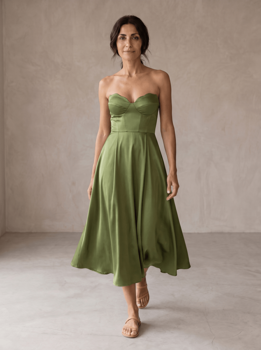 Liora | Vestido Midi Elegante Sin Tirantes - Elena Duval
