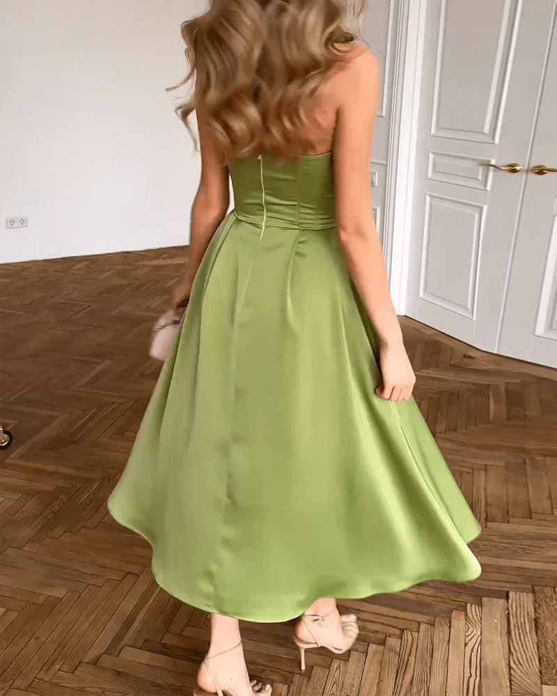 Liora | Vestido Midi Elegante Sin Tirantes - Elena Duval