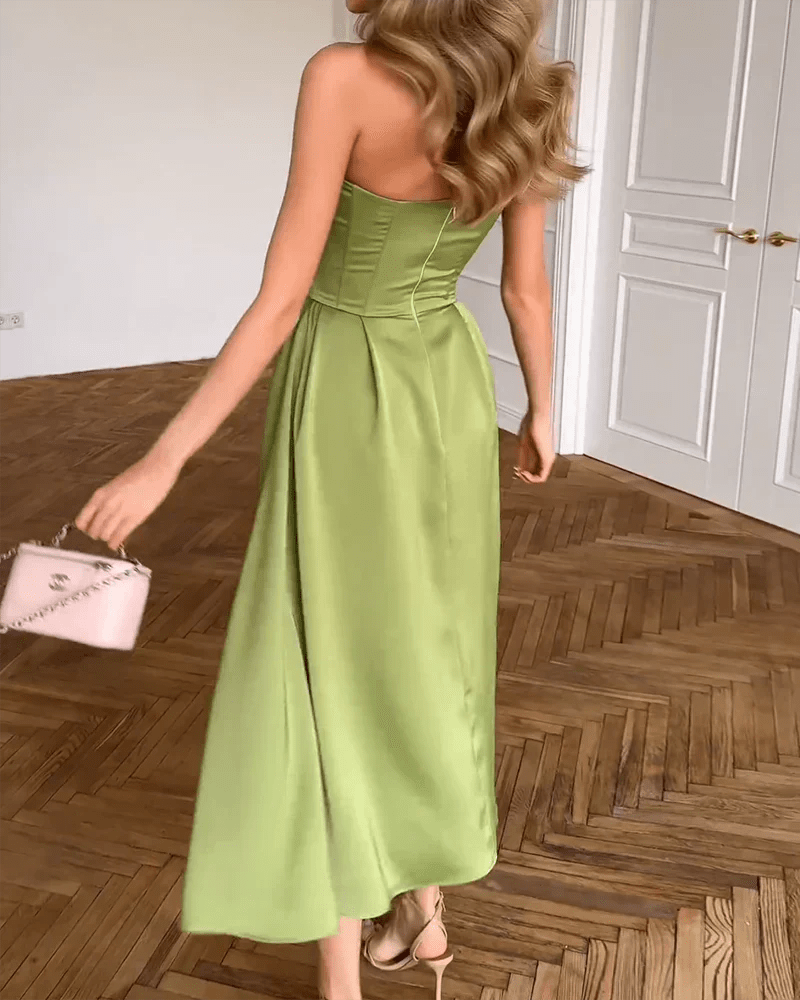 Liora | Vestido Midi Elegante Sin Tirantes - Elena Duval