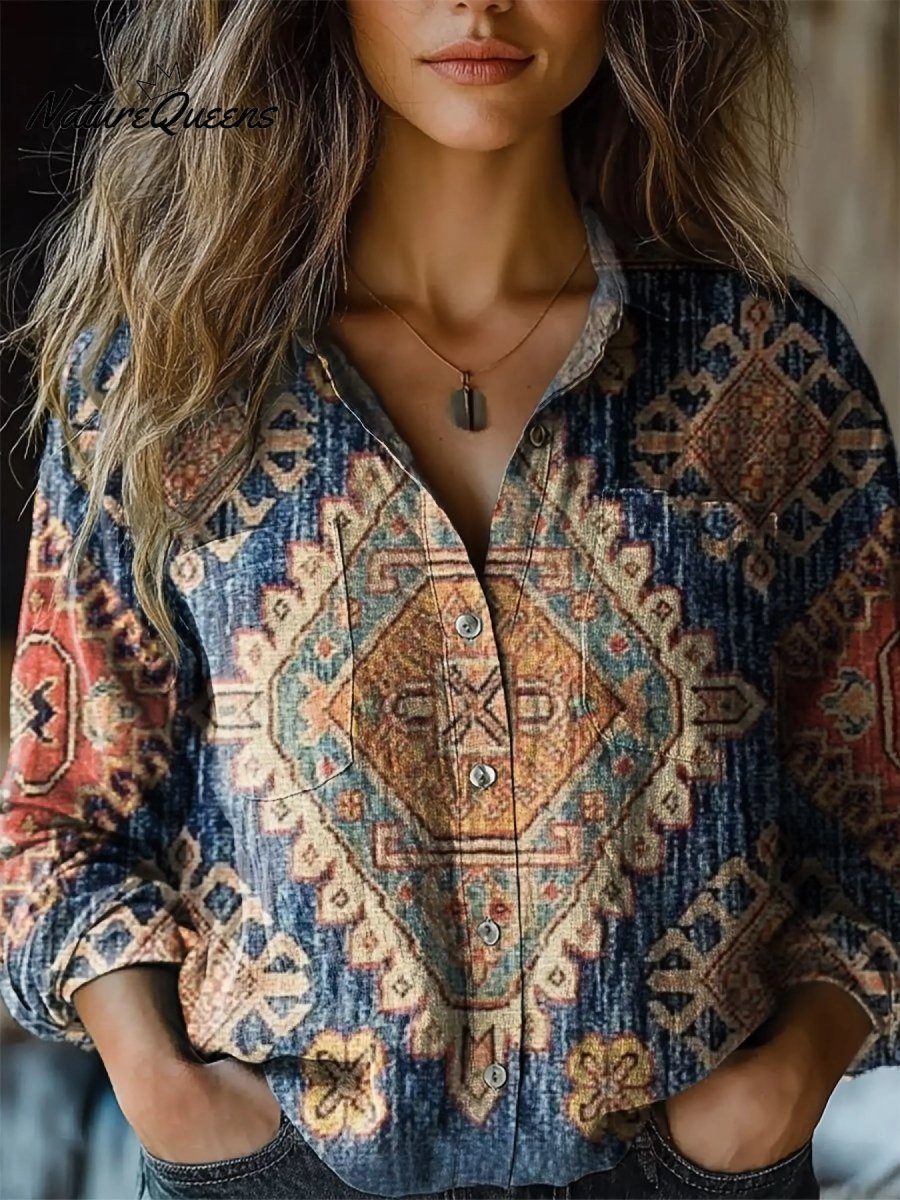 Lucía | Blusa Floral Vintage de Lino y Algodón - Elena Duval