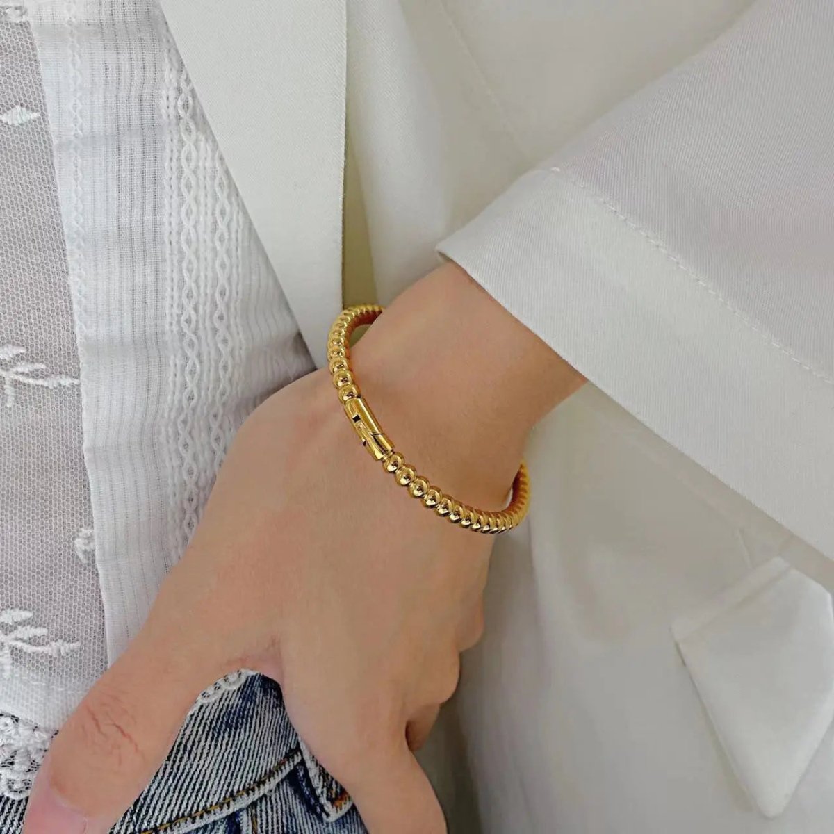Lucía | Pulsera de Oro Blanco - Elena Duval