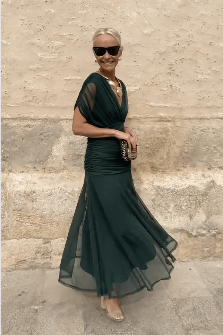 Luisa | Elegante vestido largo de fiesta con cuello en V - Elena Duval