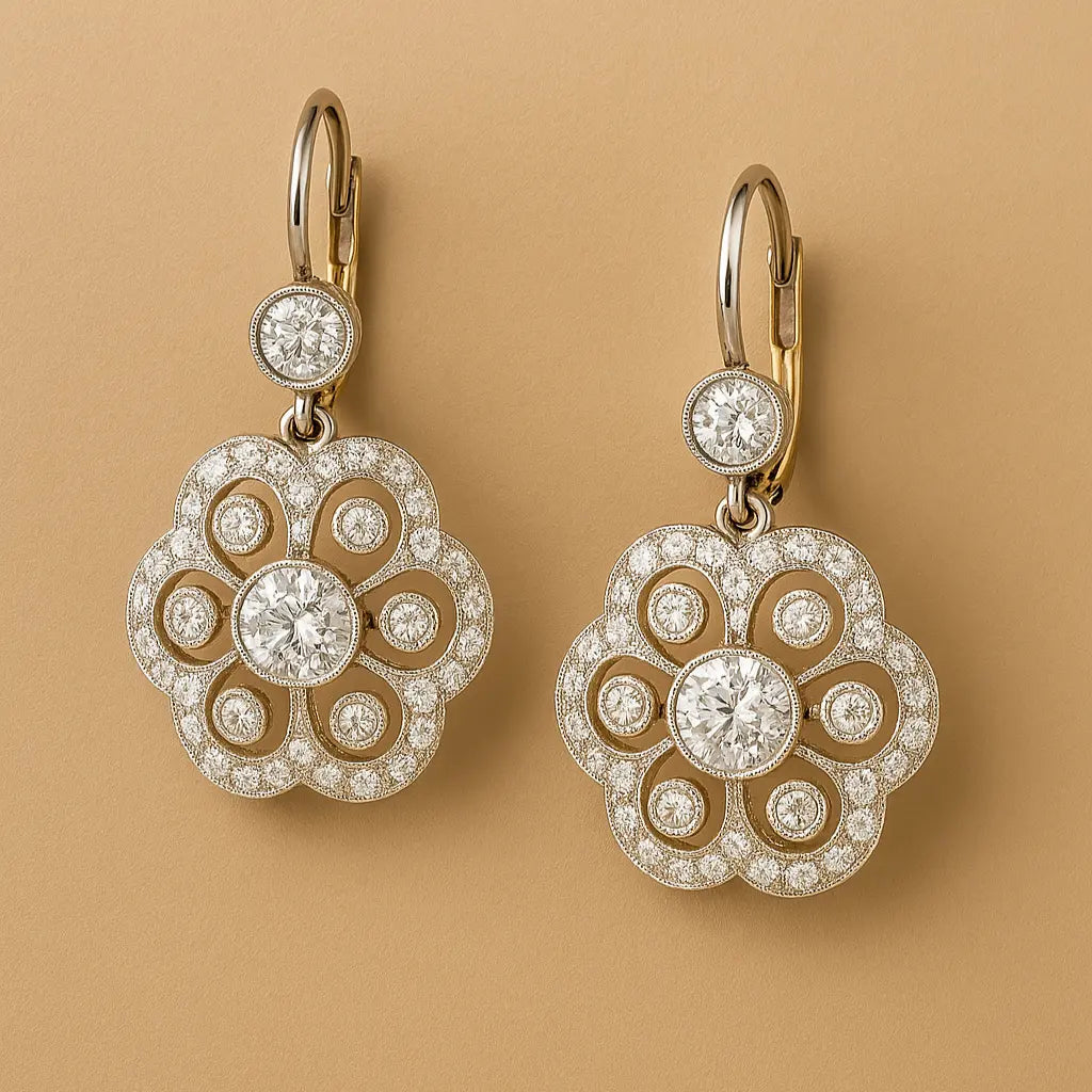 Magdalena - Pendientes vintage con mandala de cristal - Elena Duval
